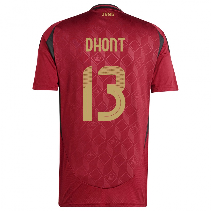 Børn Belgien Elena Dhont #13 Bourgogne Hjemmebane Spillertrøjer 24-26 Trøje T-Shirt