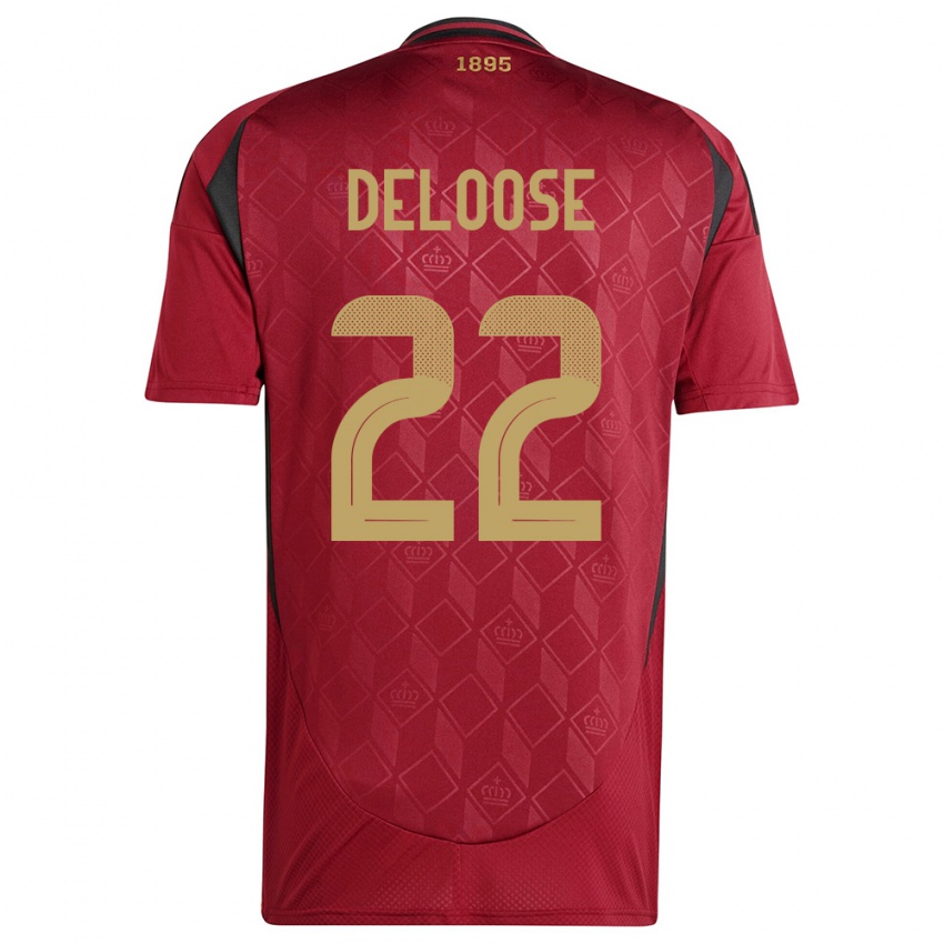 Børn Belgien Laura Deloose #22 Bourgogne Hjemmebane Spillertrøjer 24-26 Trøje T-Shirt