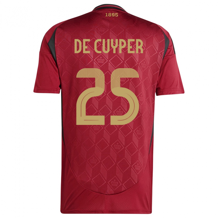 Børn Belgien Maxim De Cuyper #25 Bourgogne Hjemmebane Spillertrøjer 24-26 Trøje T-Shirt