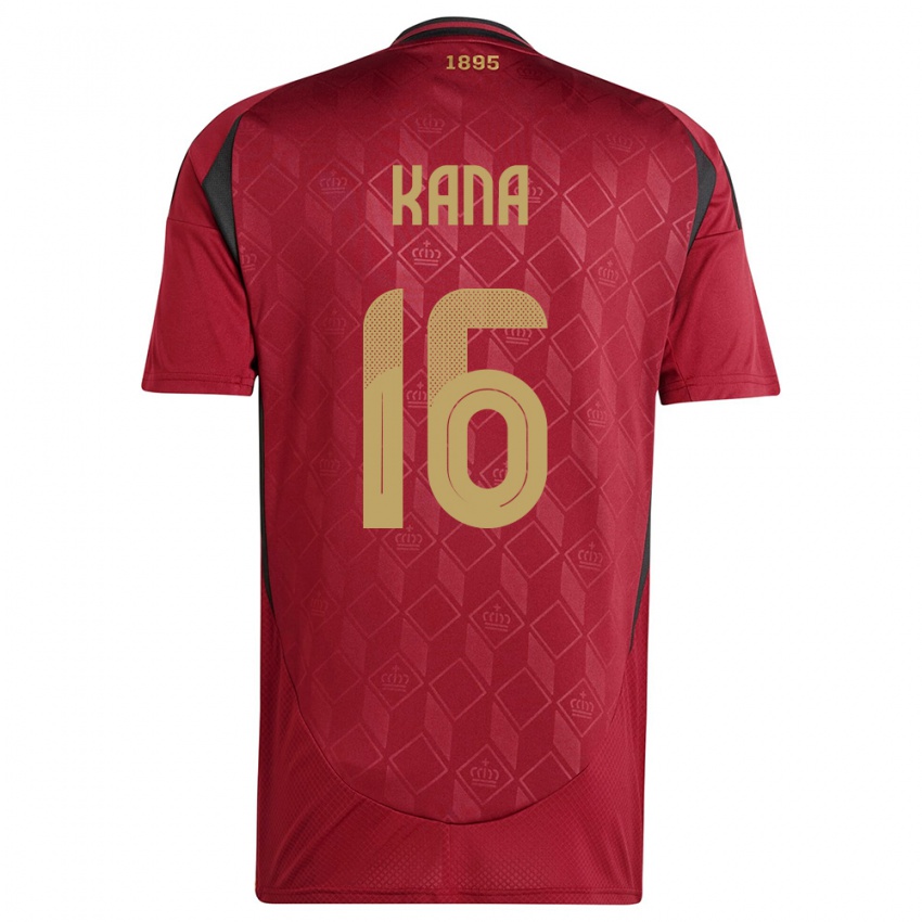 Børn Belgien Marco Kana #16 Bourgogne Hjemmebane Spillertrøjer 24-26 Trøje T-Shirt
