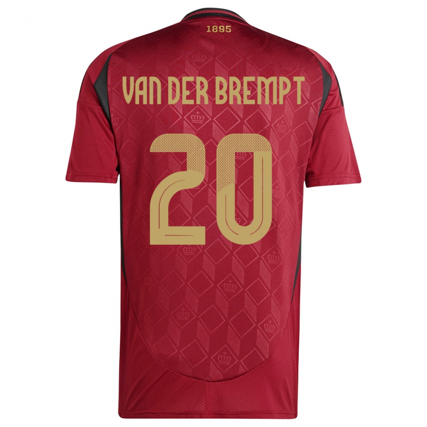 Børn Belgien Ignace Van Der Brempt #20 Bourgogne Hjemmebane Spillertrøjer 24-26 Trøje T-Shirt