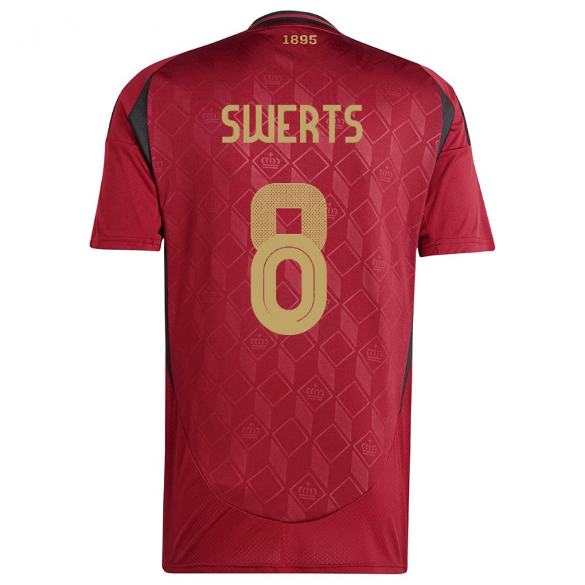 Børn Belgien Maarten Swerts #8 Bourgogne Hjemmebane Spillertrøjer 24-26 Trøje T-Shirt