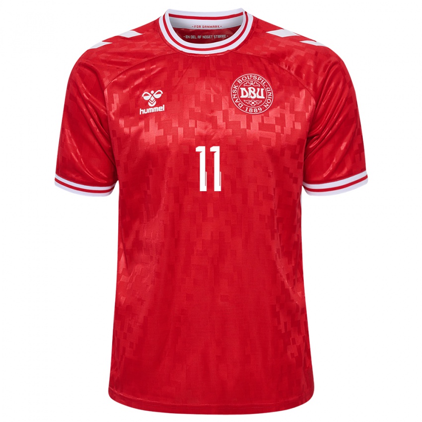 Børn Danmark Andreas Skov Olsen #11 Rød Hjemmebane Spillertrøjer 24-26 Trøje T-Shirt