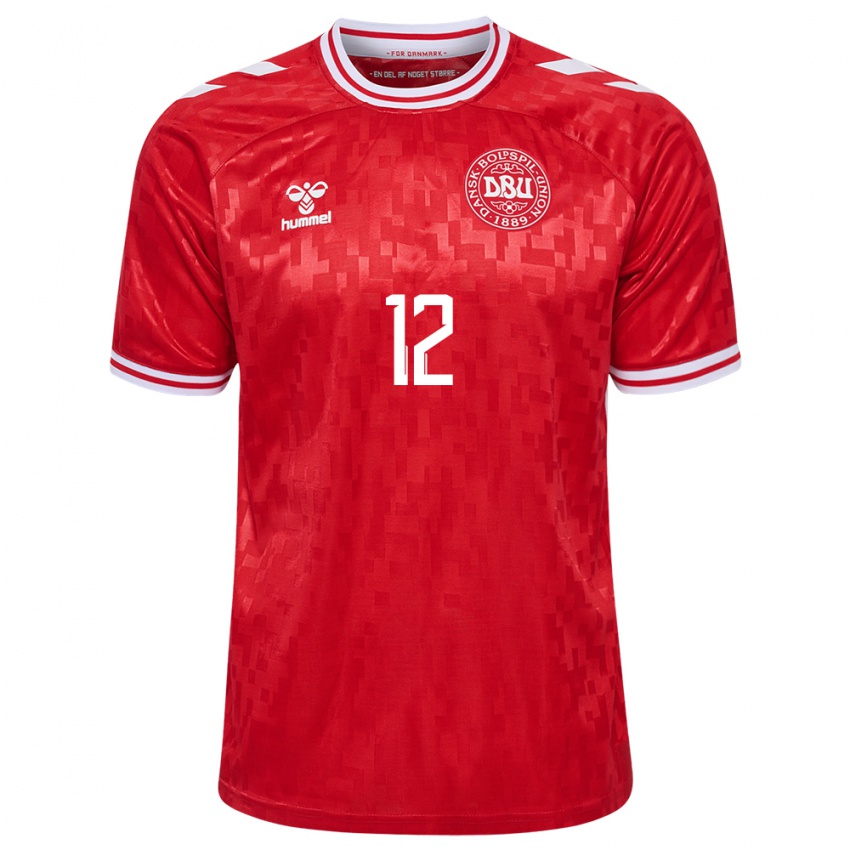 Børn Danmark Kasper Dolberg #12 Rød Hjemmebane Spillertrøjer 24-26 Trøje T-Shirt