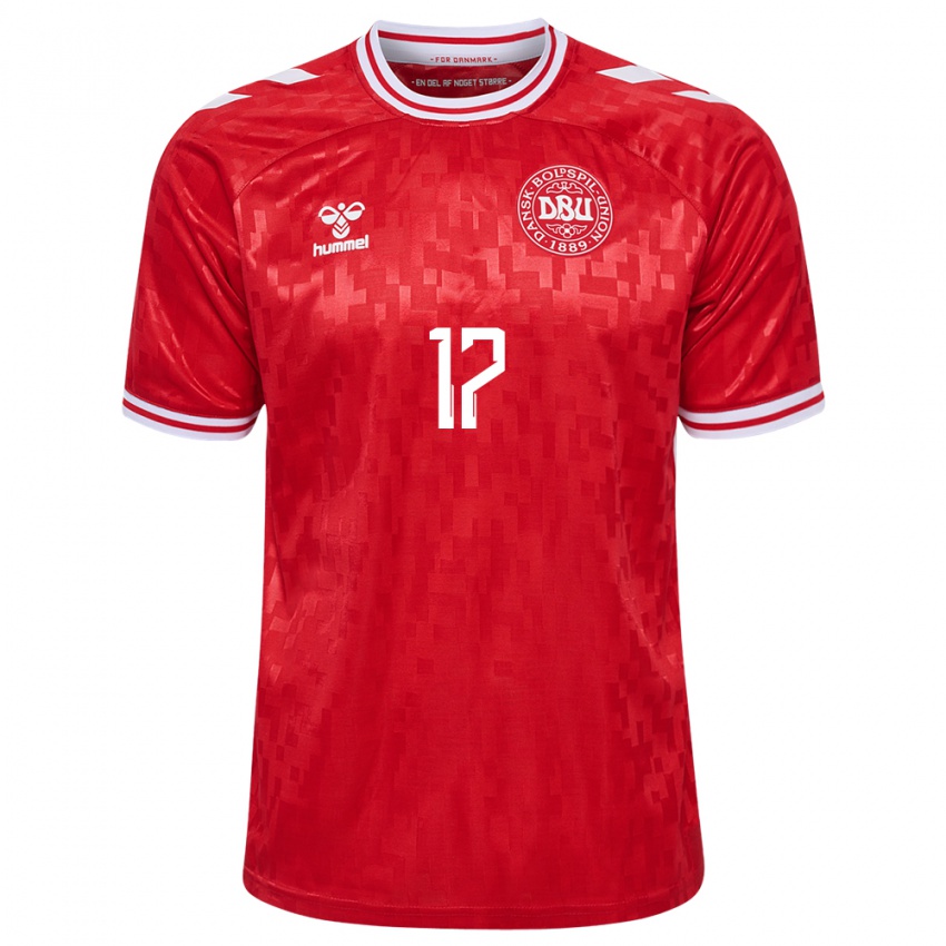 Børn Danmark Jonathan Foss #17 Rød Hjemmebane Spillertrøjer 24-26 Trøje T-Shirt