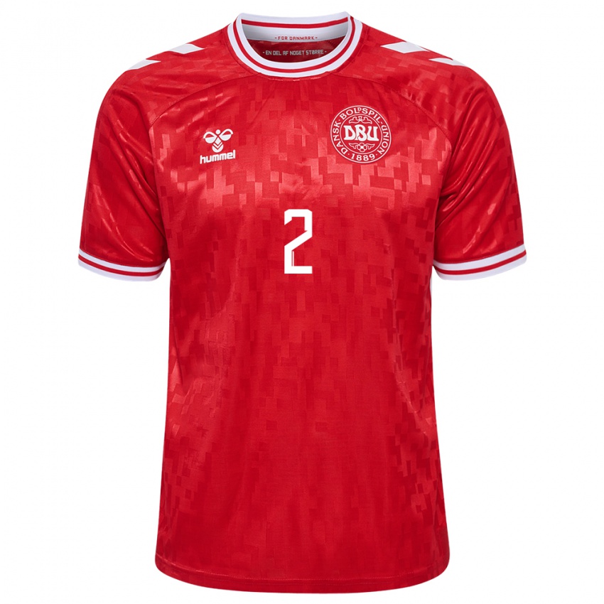 Børn Danmark Kaare Barslund #2 Rød Hjemmebane Spillertrøjer 24-26 Trøje T-Shirt