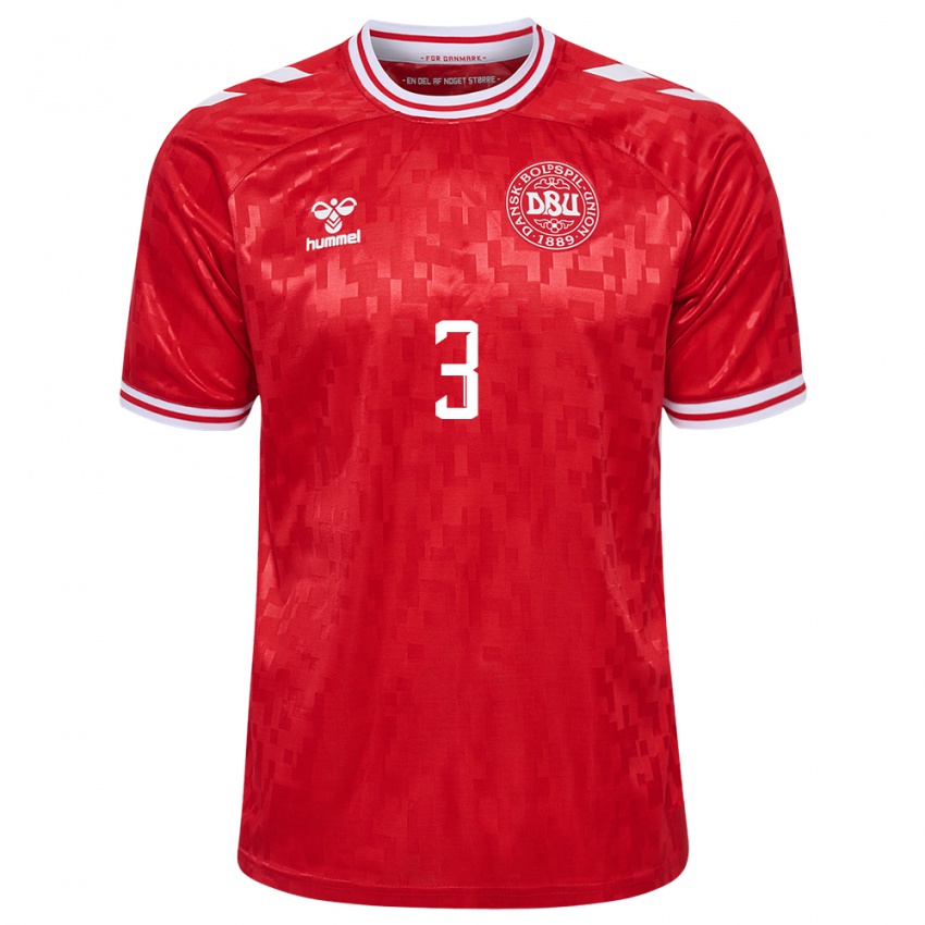 Børn Danmark Victor Nelsson #3 Rød Hjemmebane Spillertrøjer 24-26 Trøje T-Shirt