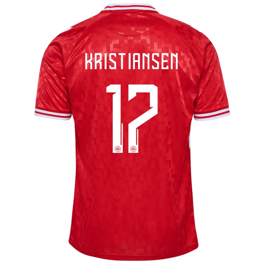 Børn Danmark Victor Kristiansen #17 Rød Hjemmebane Spillertrøjer 24-26 Trøje T-Shirt