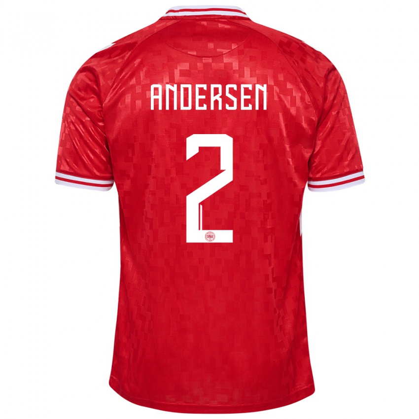 Børn Danmark Joachim Andersen #2 Rød Hjemmebane Spillertrøjer 24-26 Trøje T-Shirt