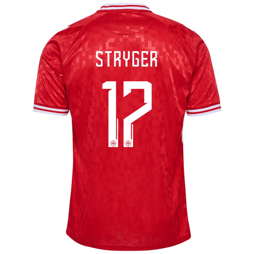 Børn Danmark Jens Stryger Larsen #17 Rød Hjemmebane Spillertrøjer 24-26 Trøje T-Shirt