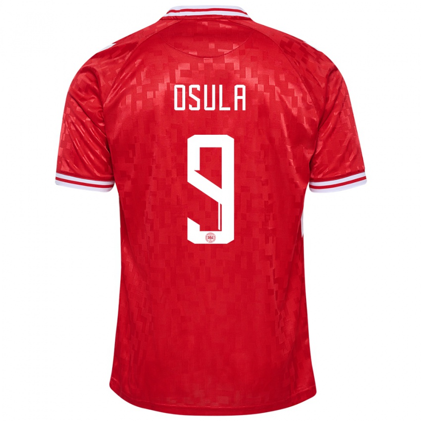 Børn Danmark William Osula #9 Rød Hjemmebane Spillertrøjer 24-26 Trøje T-Shirt