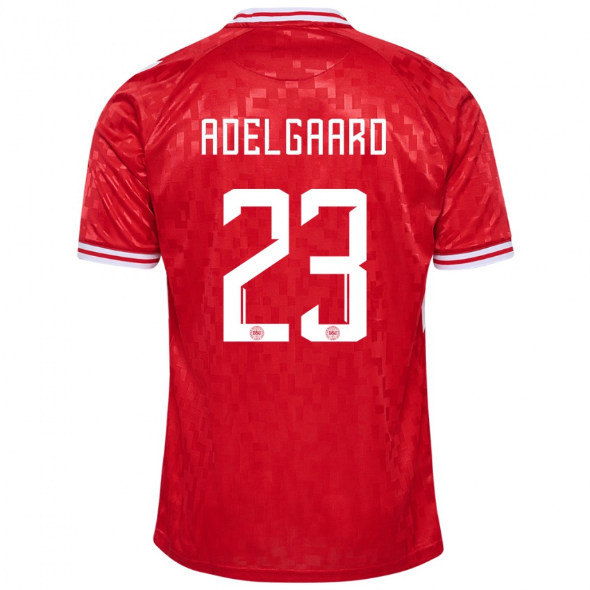 Børn Danmark Aske Adelgaard #23 Rød Hjemmebane Spillertrøjer 24-26 Trøje T-Shirt