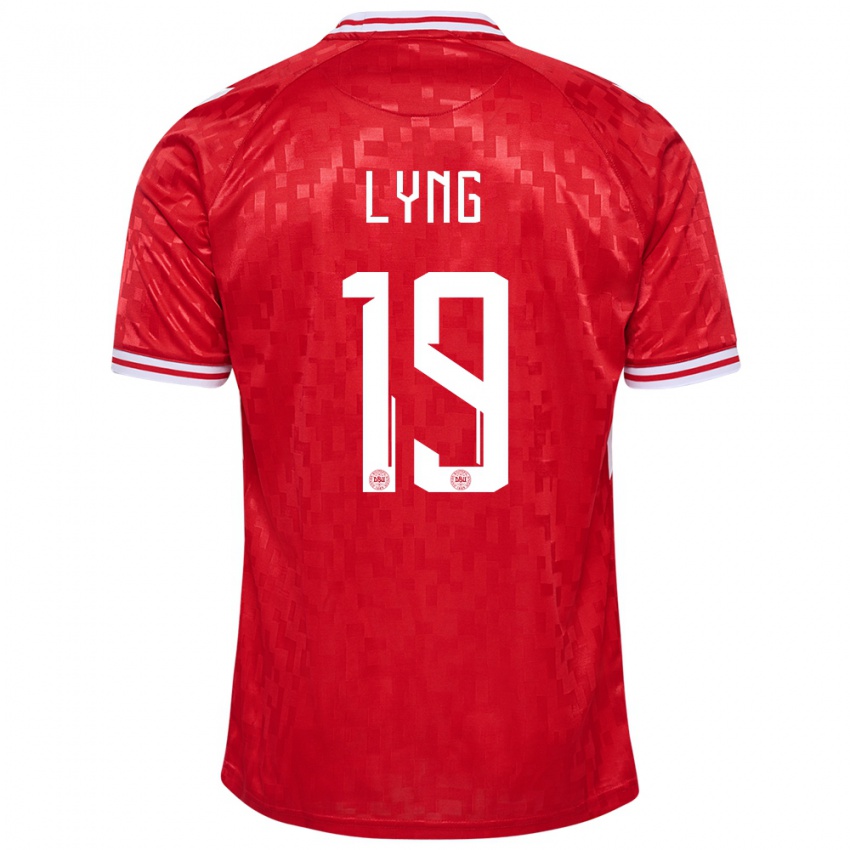 Børn Danmark Alexander Lyng #19 Rød Hjemmebane Spillertrøjer 24-26 Trøje T-Shirt