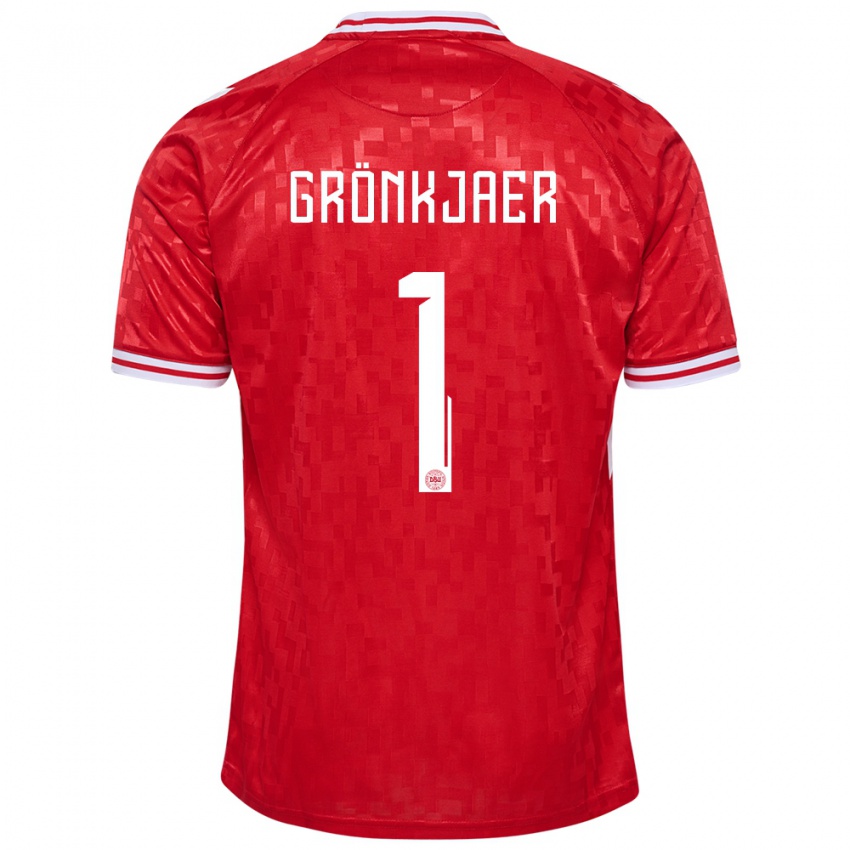 Børn Danmark Bertil Grönkjaer #1 Rød Hjemmebane Spillertrøjer 24-26 Trøje T-Shirt