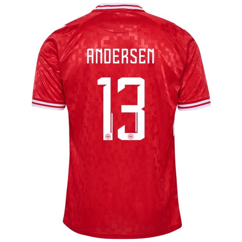 Børn Danmark Frej Andersen #13 Rød Hjemmebane Spillertrøjer 24-26 Trøje T-Shirt