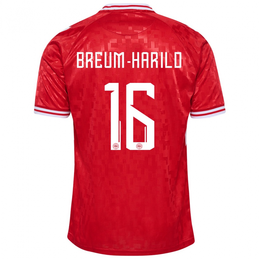 Børn Danmark Tobias Breum-Harild #16 Rød Hjemmebane Spillertrøjer 24-26 Trøje T-Shirt