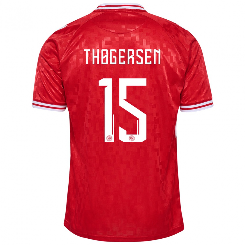 Børn Danmark Frederikke Thøgersen #15 Rød Hjemmebane Spillertrøjer 24-26 Trøje T-Shirt