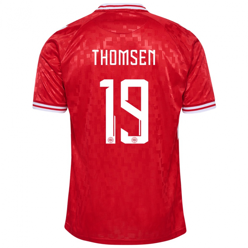 Børn Danmark Janni Thomsen #19 Rød Hjemmebane Spillertrøjer 24-26 Trøje T-Shirt