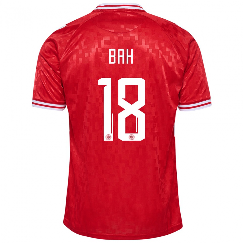 Børn Danmark Alexander Bah #18 Rød Hjemmebane Spillertrøjer 24-26 Trøje T-Shirt