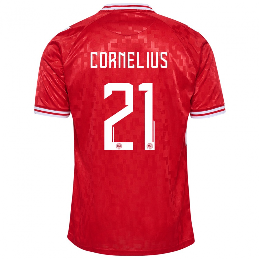 Børn Danmark Andreas Cornelius #21 Rød Hjemmebane Spillertrøjer 24-26 Trøje T-Shirt