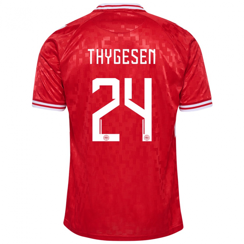 Børn Danmark Sarah Thygesen #24 Rød Hjemmebane Spillertrøjer 24-26 Trøje T-Shirt