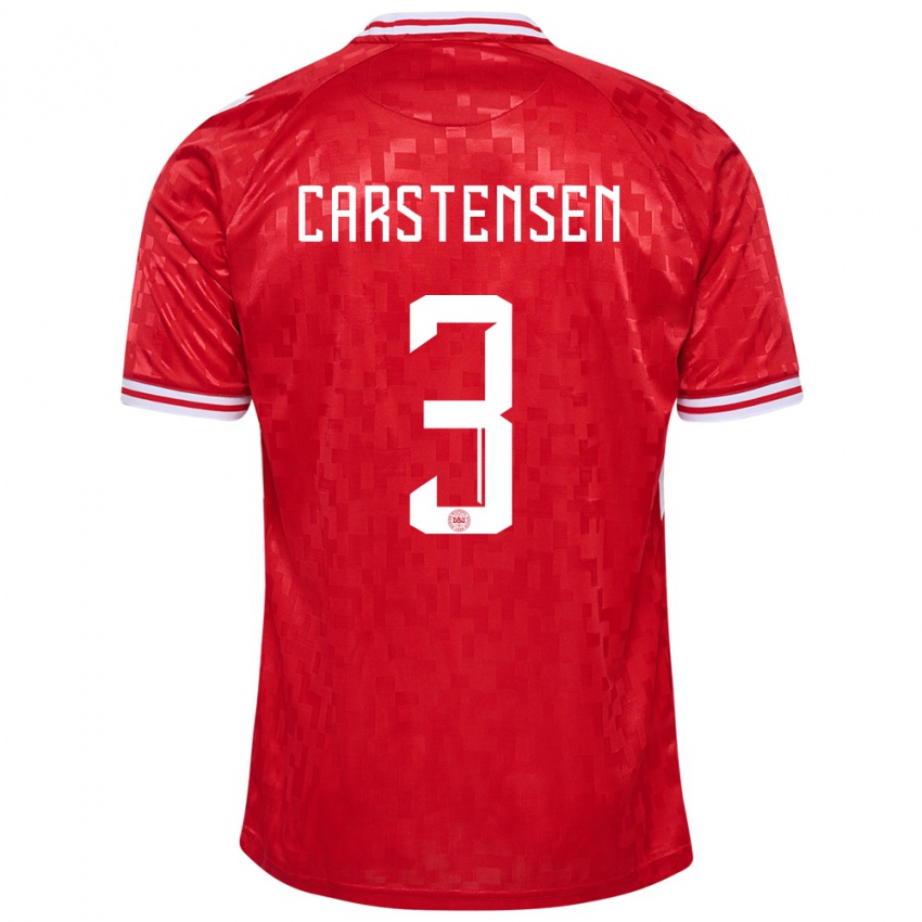 Børn Danmark Rasmus Carstensen #3 Rød Hjemmebane Spillertrøjer 24-26 Trøje T-Shirt