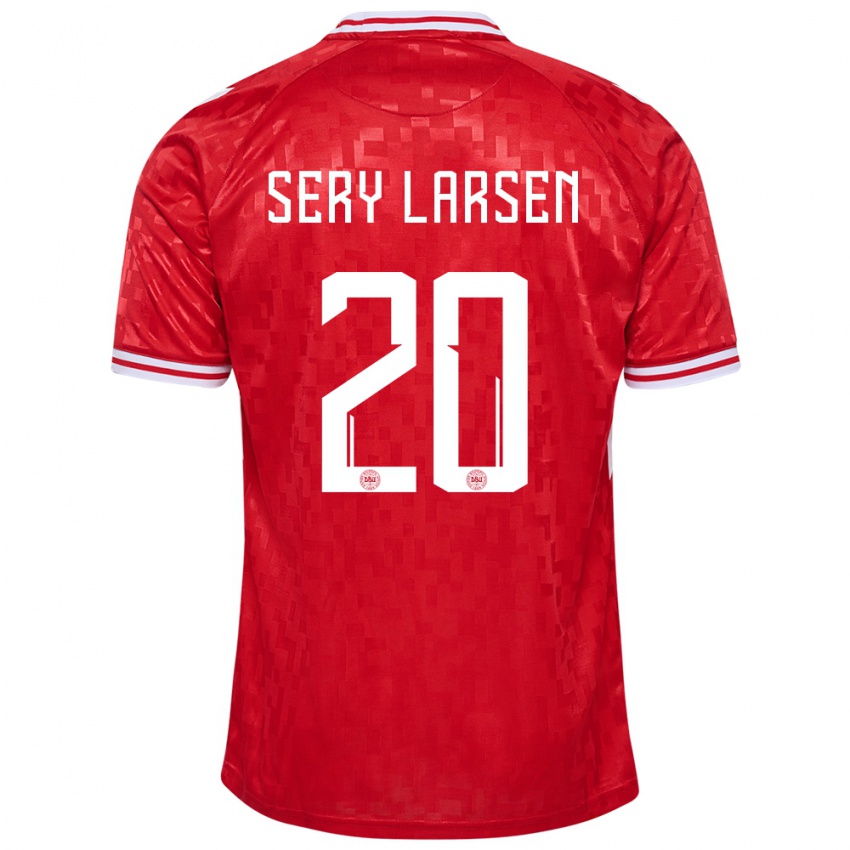 Børn Danmark Japhet Sery Larsen #20 Rød Hjemmebane Spillertrøjer 24-26 Trøje T-Shirt