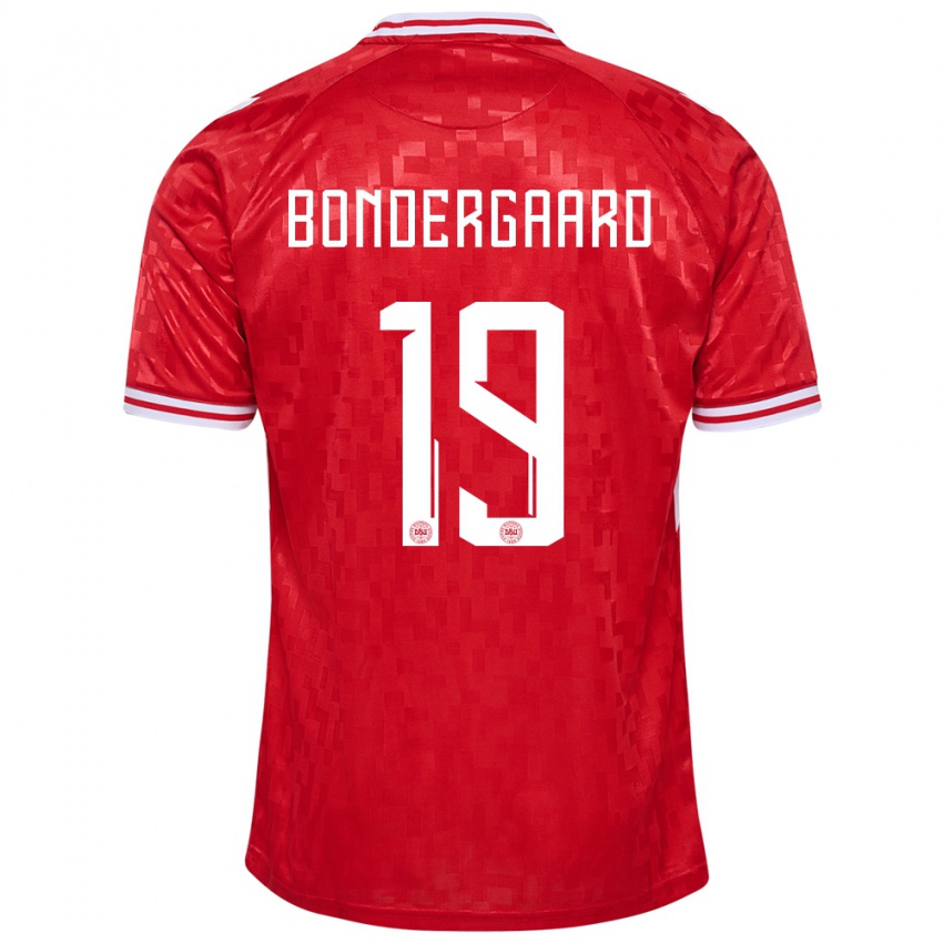 Børn Danmark Asbjorn Bondergaard #19 Rød Hjemmebane Spillertrøjer 24-26 Trøje T-Shirt