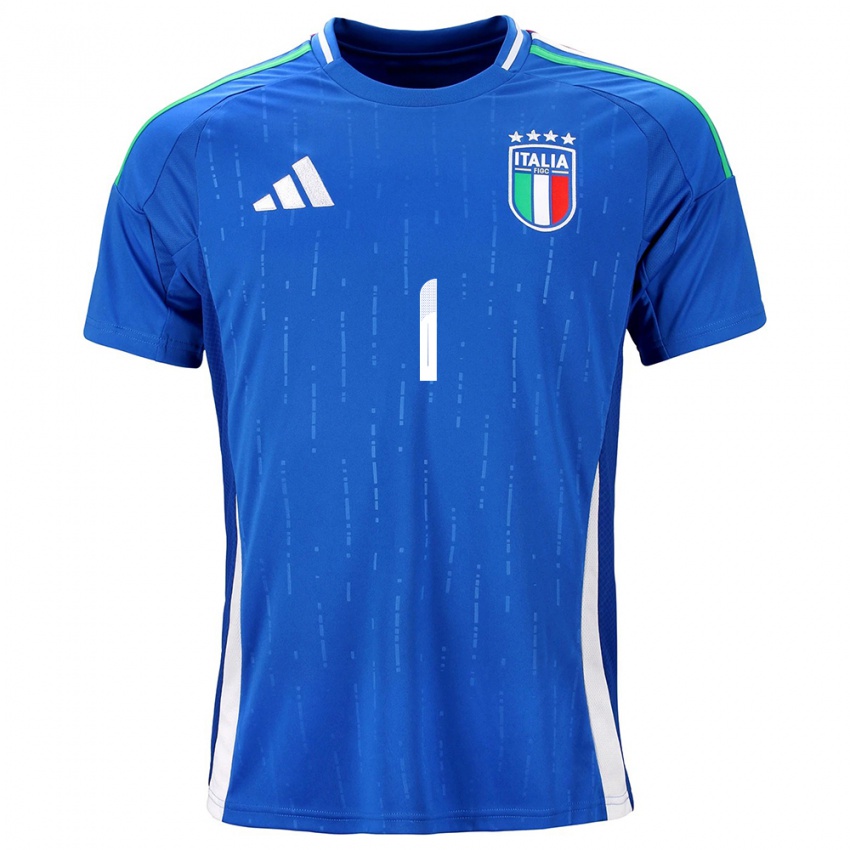 Børn Italien Gianluigi Donnarumma #1 Blå Hjemmebane Spillertrøjer 24-26 Trøje T-Shirt