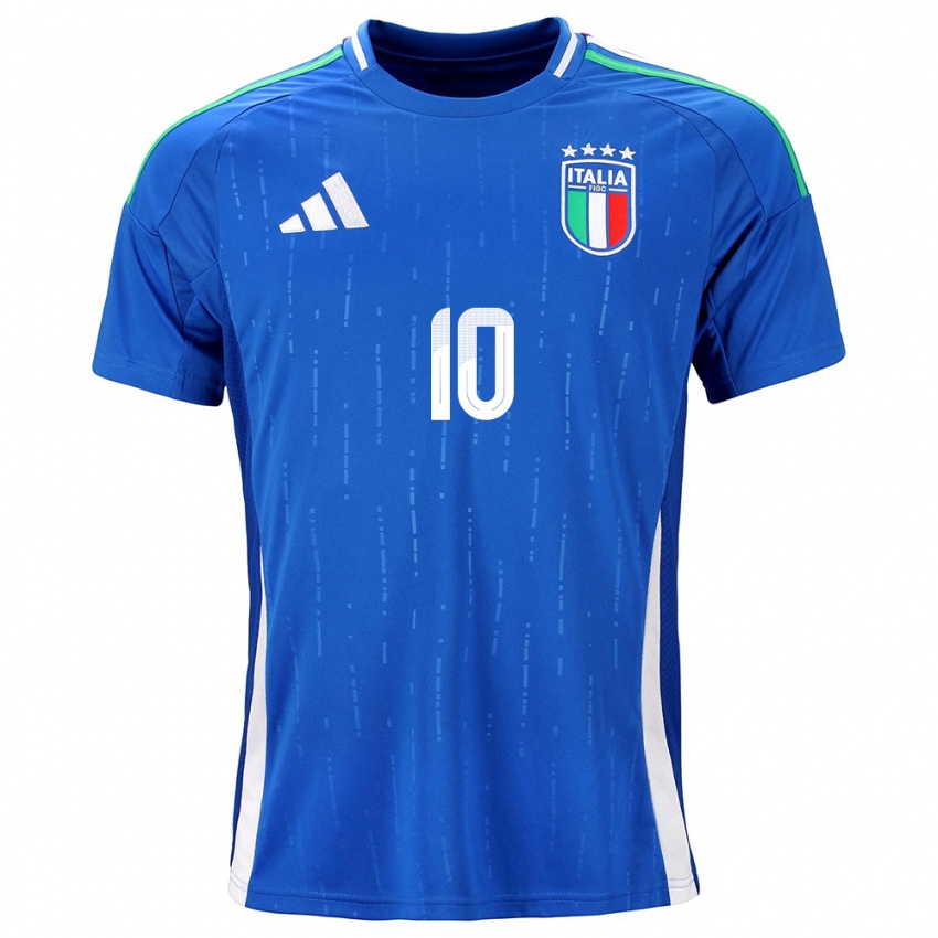 Børn Italien Simone Pafundi #10 Blå Hjemmebane Spillertrøjer 24-26 Trøje T-Shirt