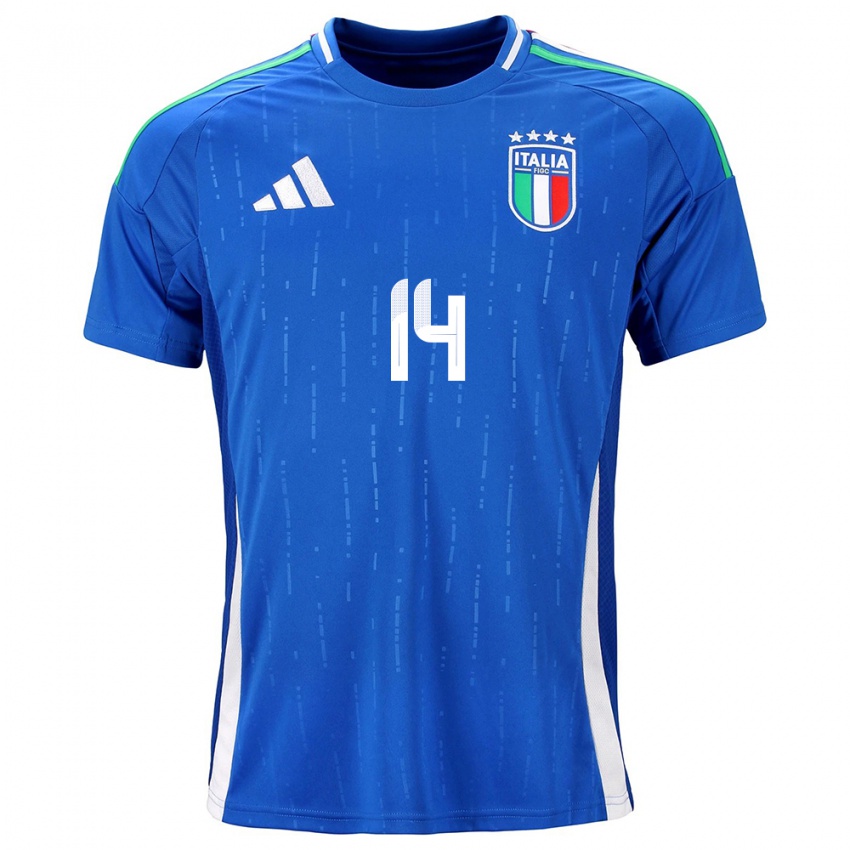 Børn Italien Federico Chiesa #14 Blå Hjemmebane Spillertrøjer 24-26 Trøje T-Shirt