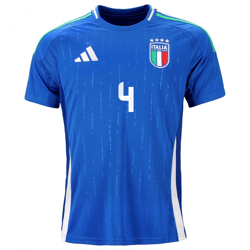 Børn Italien Pietro La Torre #4 Blå Hjemmebane Spillertrøjer 24-26 Trøje T-Shirt