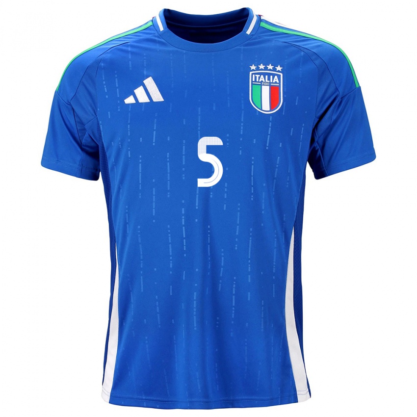 Børn Italien Cristiano Biraghi #5 Blå Hjemmebane Spillertrøjer 24-26 Trøje T-Shirt