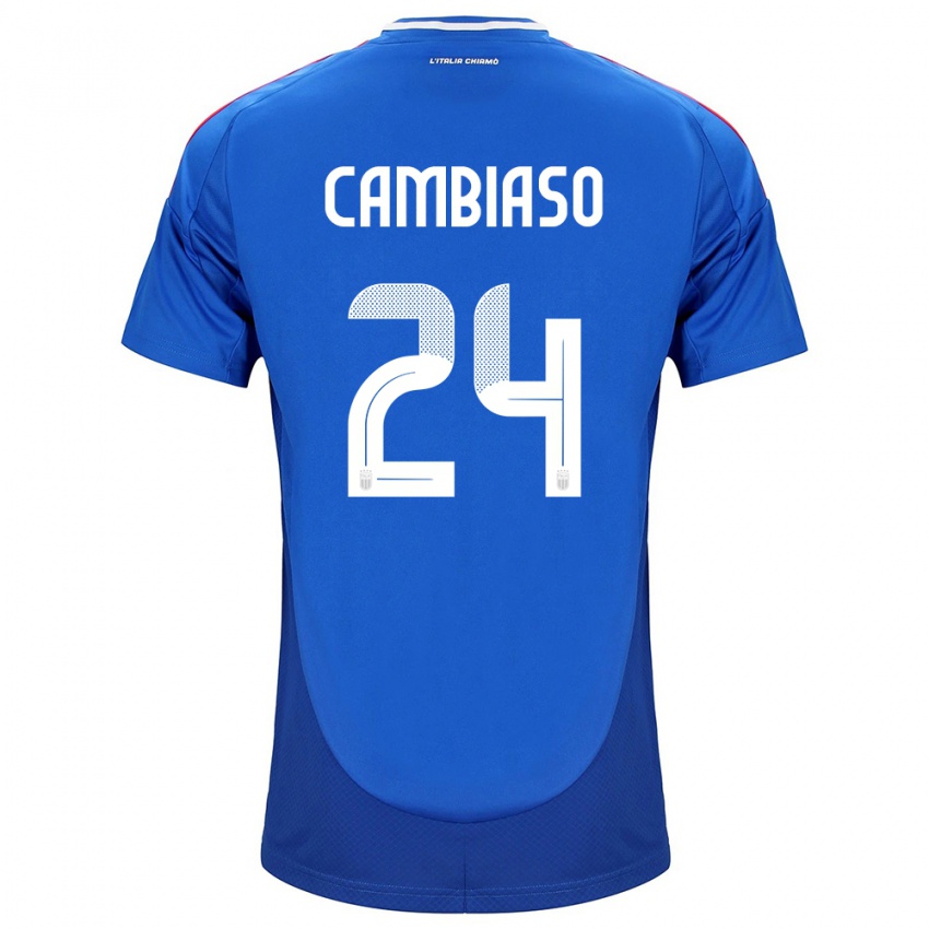 Børn Italien Andrea Cambiaso #24 Blå Hjemmebane Spillertrøjer 24-26 Trøje T-Shirt