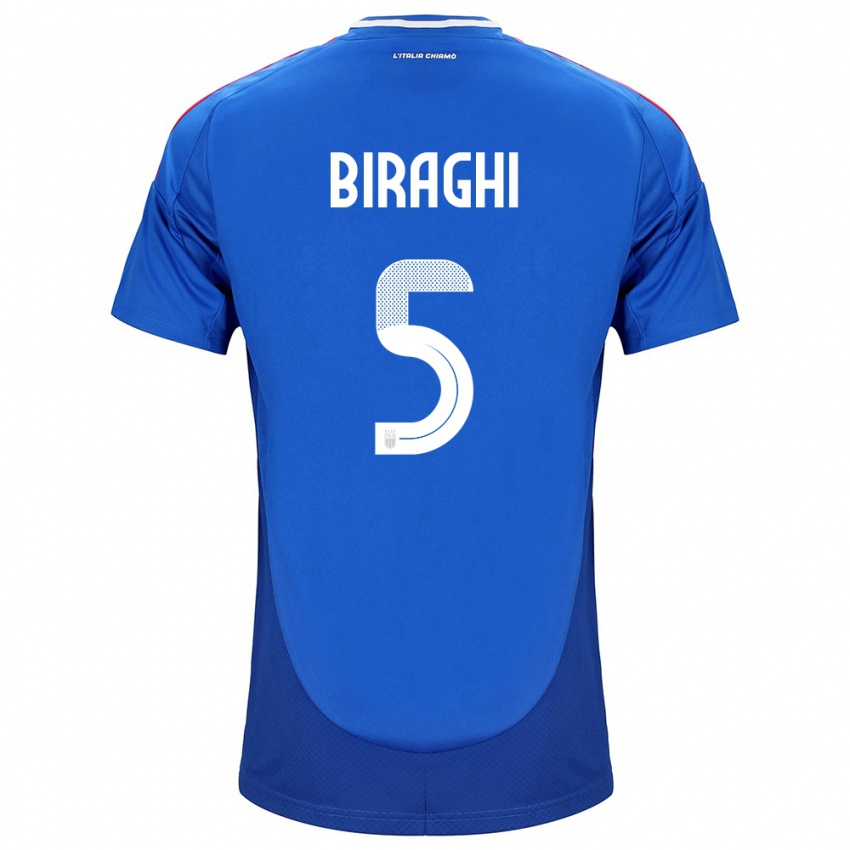 Børn Italien Cristiano Biraghi #5 Blå Hjemmebane Spillertrøjer 24-26 Trøje T-Shirt