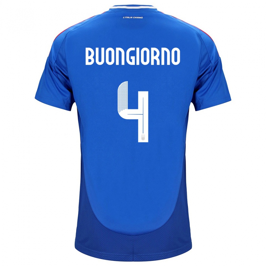 Børn Italien Alessandro Buongiorno #4 Blå Hjemmebane Spillertrøjer 24-26 Trøje T-Shirt