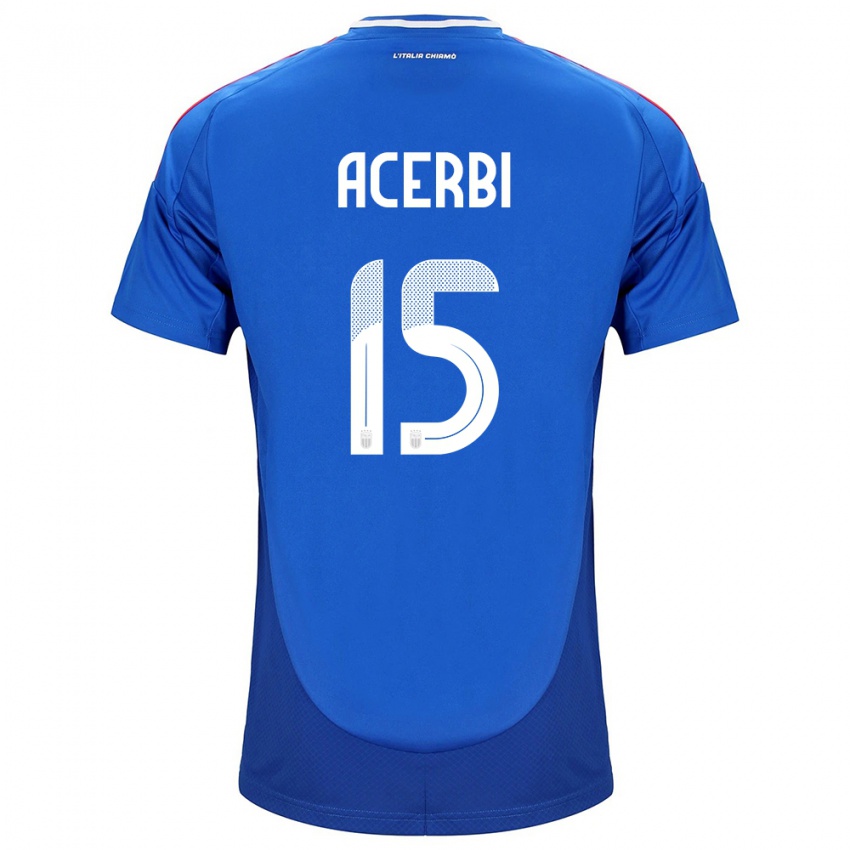 Børn Italien Francesco Acerbi #15 Blå Hjemmebane Spillertrøjer 24-26 Trøje T-Shirt