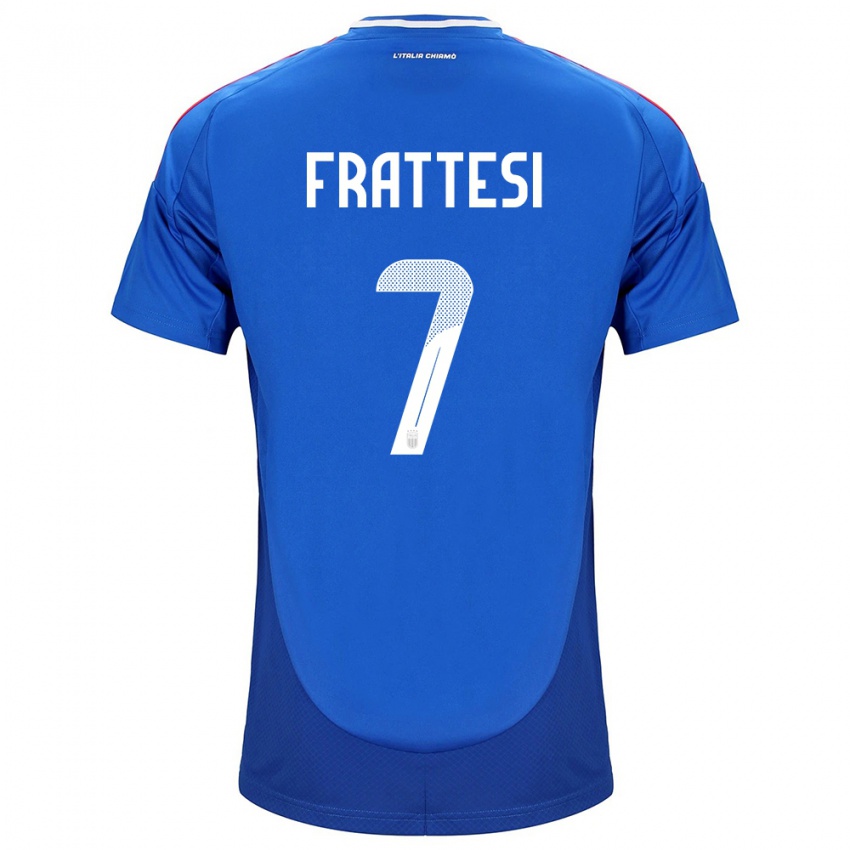 Børn Italien Davide Frattesi #7 Blå Hjemmebane Spillertrøjer 24-26 Trøje T-Shirt