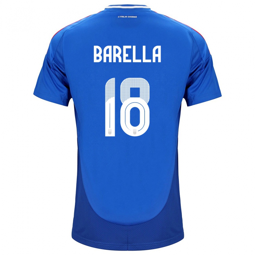 Børn Italien Nicolò Barella #18 Blå Hjemmebane Spillertrøjer 24-26 Trøje T-Shirt