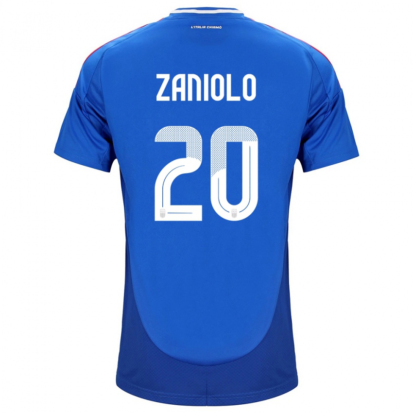 Børn Italien Nicolò Zaniolo #20 Blå Hjemmebane Spillertrøjer 24-26 Trøje T-Shirt