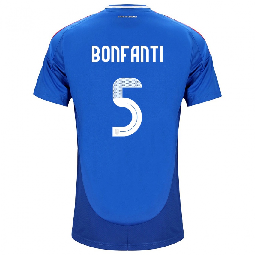 Børn Italien Giovanni Bonfanti #5 Blå Hjemmebane Spillertrøjer 24-26 Trøje T-Shirt