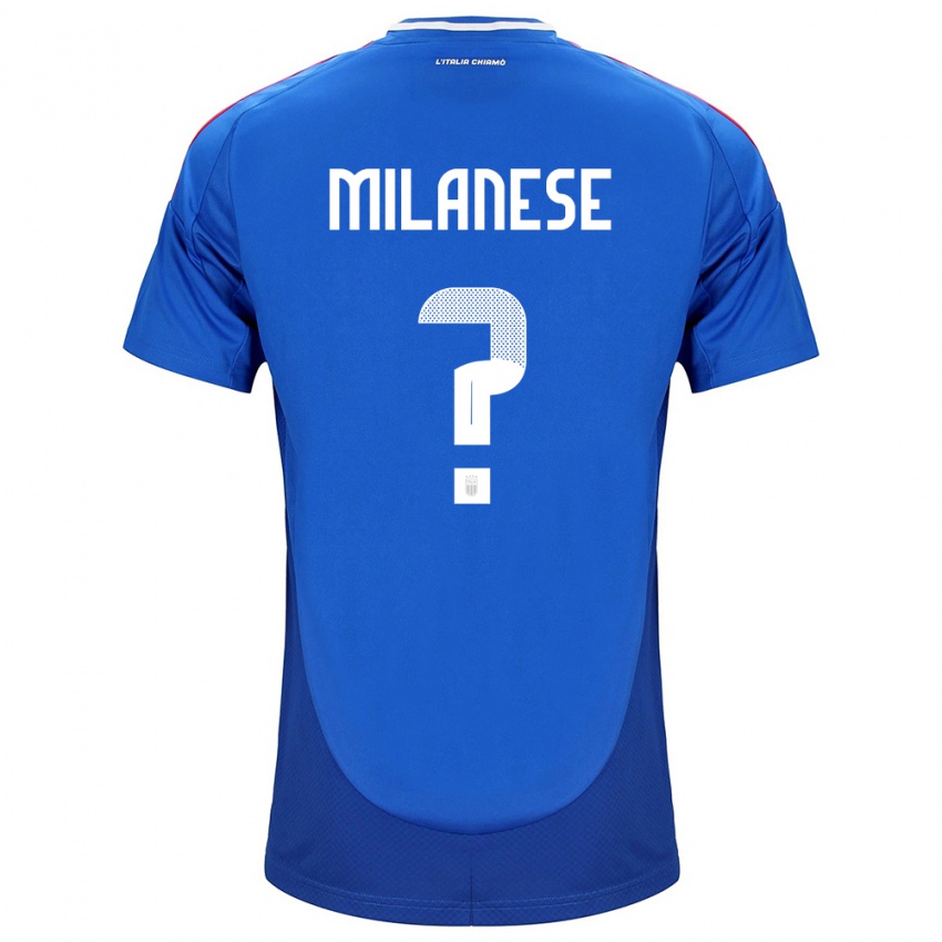 Børn Italien Tommaso Milanese #0 Blå Hjemmebane Spillertrøjer 24-26 Trøje T-Shirt