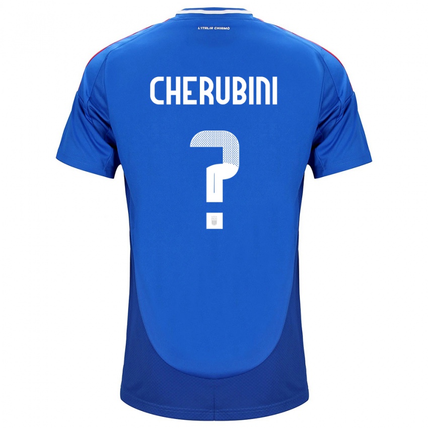 Børn Italien Luigi Cherubini #0 Blå Hjemmebane Spillertrøjer 24-26 Trøje T-Shirt