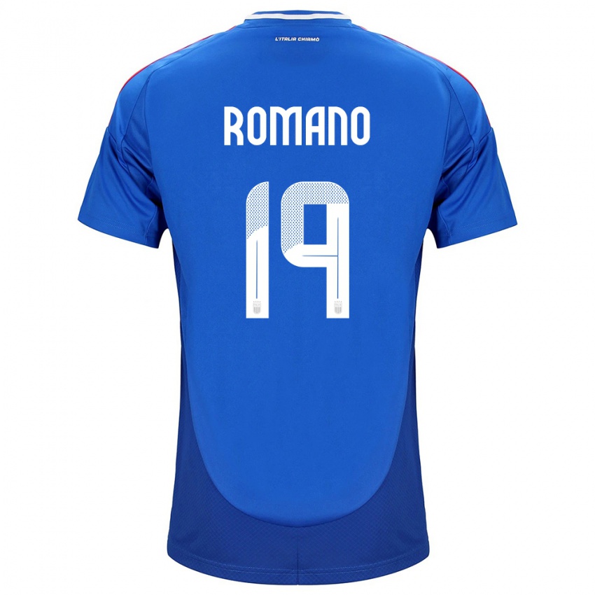 Børn Italien Marco Romano #19 Blå Hjemmebane Spillertrøjer 24-26 Trøje T-Shirt