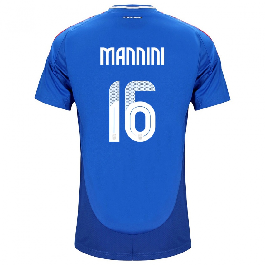 Børn Italien Mattia Mannini #16 Blå Hjemmebane Spillertrøjer 24-26 Trøje T-Shirt