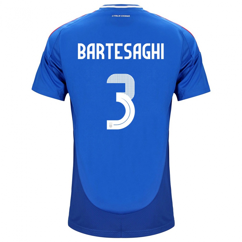 Børn Italien Davide Bartesaghi #3 Blå Hjemmebane Spillertrøjer 24-26 Trøje T-Shirt