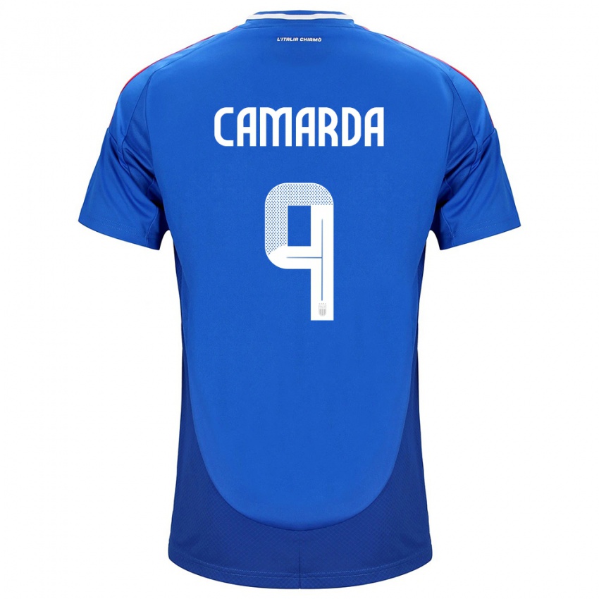 Børn Italien Francesco Camarda #9 Blå Hjemmebane Spillertrøjer 24-26 Trøje T-Shirt