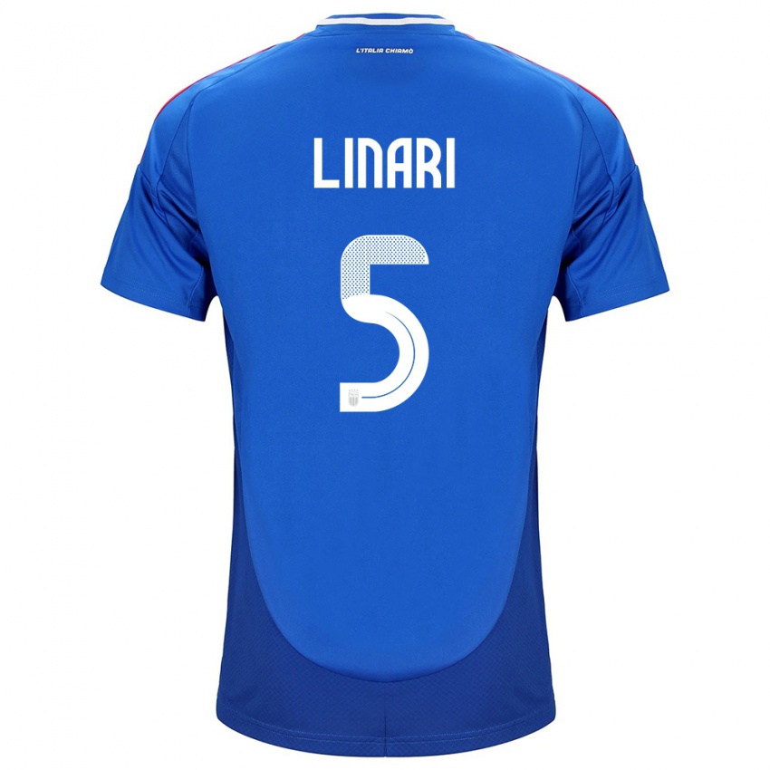 Børn Italien Elena Linari #5 Blå Hjemmebane Spillertrøjer 24-26 Trøje T-Shirt