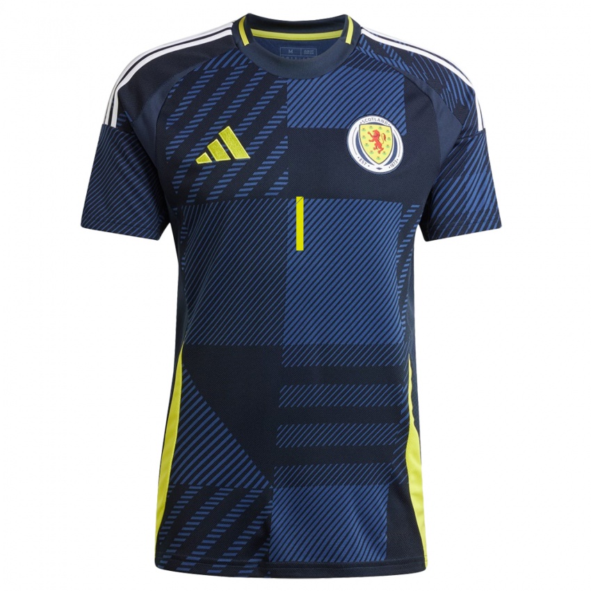 Børn Skotland Alfie Halliwell #1 Mørkeblå Hjemmebane Spillertrøjer 24-26 Trøje T-Shirt