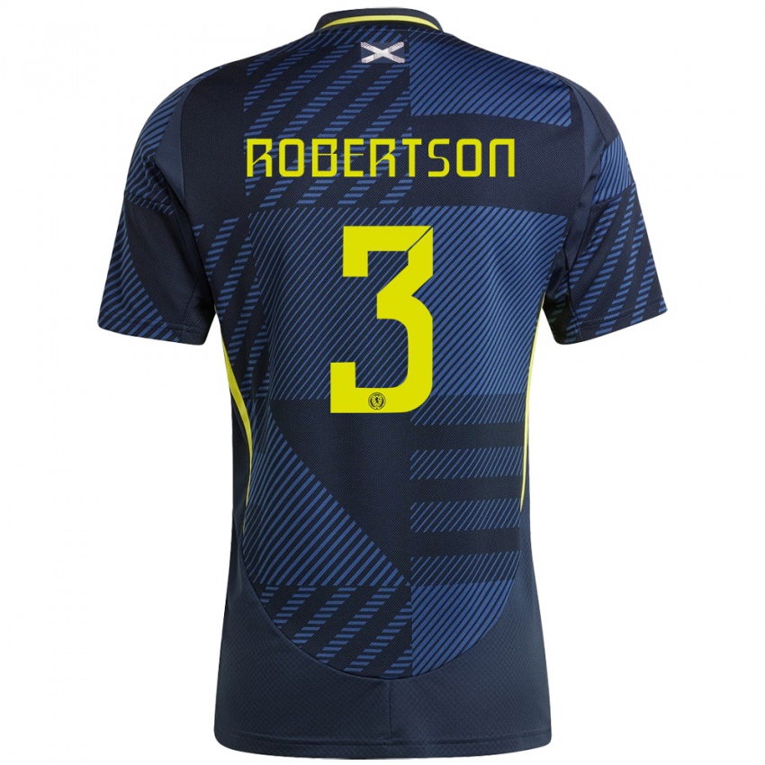 Børn Skotland Andrew Robertson #3 Mørkeblå Hjemmebane Spillertrøjer 24-26 Trøje T-Shirt